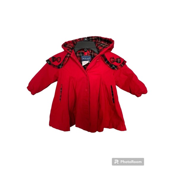 Rothschild Vintage Girls Red Cape Jacket‎ Quilted Tartan Plaid Lining 12 months - Picture 3 of 10